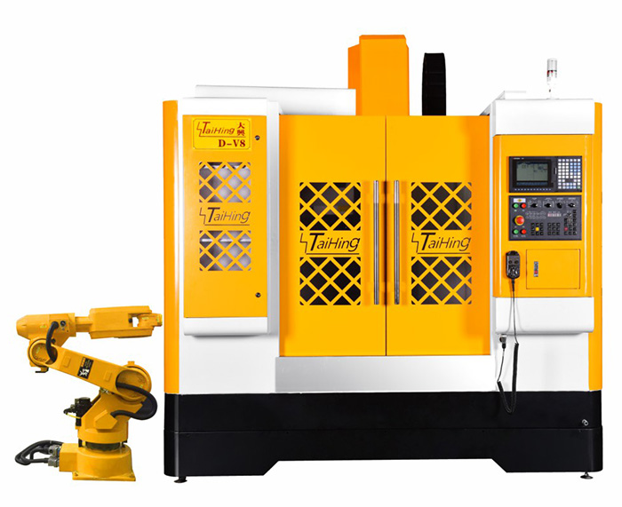线轨机D-V8（三菱系统）—CNC850三轴线轨机(高速高精密零件立式加工中心机） （带油雾得理器） 主轴转速达18000转 ，带机械手